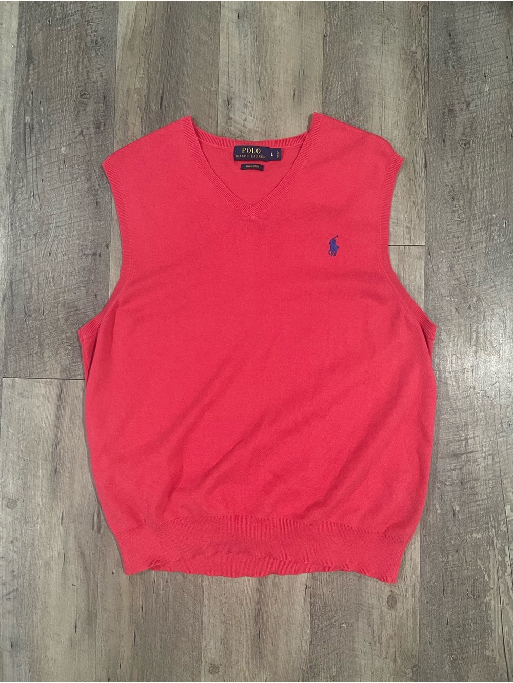 Polo by Ralph Lauren Red V-Neck Sweater Vest with Blue Pony